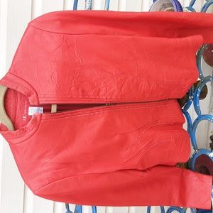 Anne Klein red leather jacket, size S